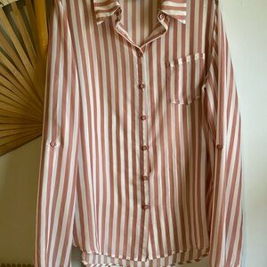 Rue21 Men's Striped Shirt - Pink and White